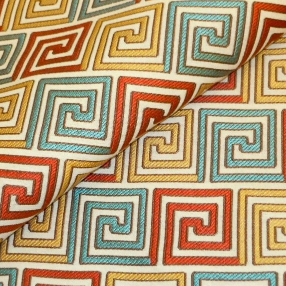 Luxury Greek Key Multi colorful Jacquard Fabric